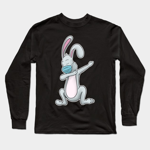 Dabbing Bunny with face mask happy easter 2021 Long Sleeve T-Shirt by Mesyo